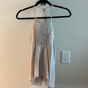 Rebecca Taylor Lavender/Gray Silk Embroidered Tank Top.